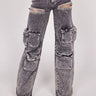 Acid Black Denim: Casual Glam Jeans front view showing pants fit and silhouette