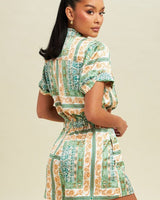 Adele Paisley Border Romper - Green Multi - Palazzo Couture Online