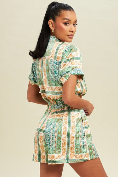 Adele Paisley Border Romper - Green Multi - Palazzo Couture Online
