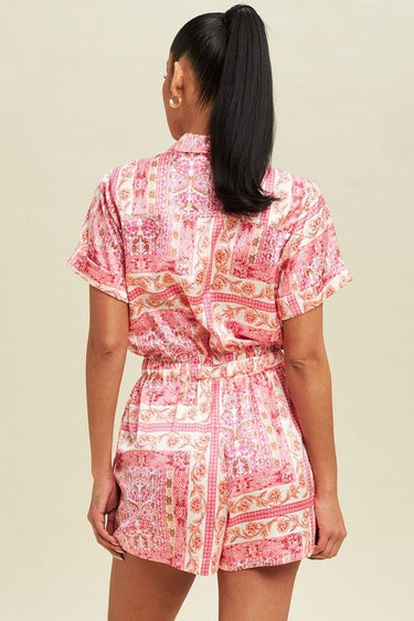 Adele Paisley Border Romper - Pink Multi - Palazzo Couture Online