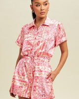 Adele Paisley Border Romper - Pink Multi - Palazzo Couture Online