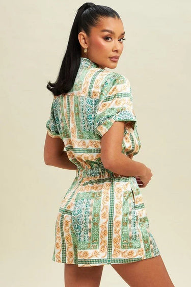 Adele Paisley Romper – Green Multi - women's going out romper