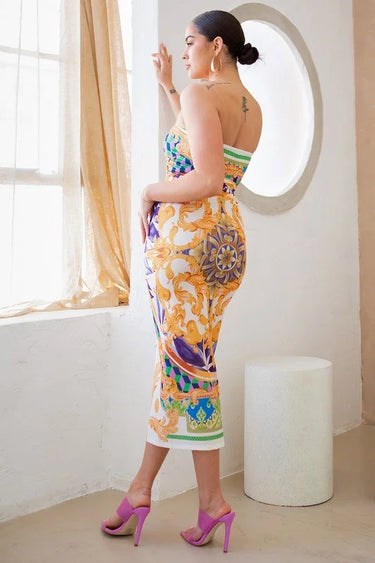 Adjustable Ruching Green Ruched Skirt Set with Midi Length side view showing skirt silhouette and fit