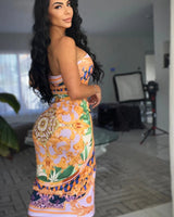 Adjustable Ruching Midi Skirt Set (Purple) - Palazzo Couture Online