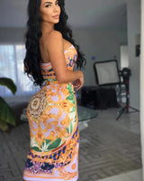 Women's Purple skirt set midi style back view