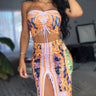 Adjustable Ruching Purple Ruched Skirt Set with Midi Length close up of midi top design and fabric