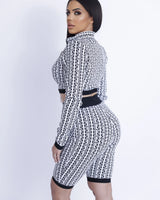 Women's  short set print style back view