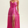 Ainsley Metallic Maxi Dress  (Magenta) front view showing full-length maxi silhouette