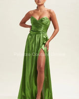 Ainsley Metallic Maxi Dress (Olive) front view showing full-length maxi silhouette