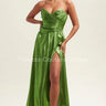 Ainsley Metallic Maxi Dress (Olive) front view showing full-length maxi silhouette