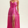 Ainsley Metallic Pleated Maxi Dress (Magenta) - Palazzo Couture Online
