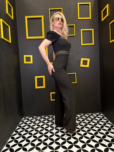 All Exclusive Black Jumpsuit – Elegant Stretch One-Piece - chic one-piece by Palazzo Couture