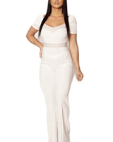 All Exclusive White Jumpsuit with Puff Sleeve Detail - women's one-piece outfit for going out
