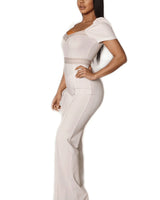 All Exclusive White Jumpsuit with Puff Sleeve Detail - trendy women's jumpsuit