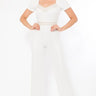 All Exclusive White Jumpsuit with Puff Sleeve Detail for women - stylish jumpsuit by Palazzo Couture