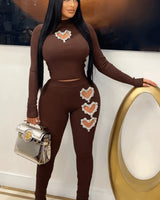 All My Love Leggings Set (Brown) front view showing complete two piece pant set