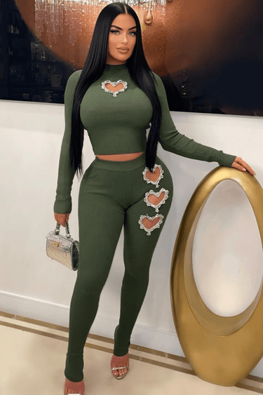 All My Love Leggings Set (Olive) - Palazzo Couture Online