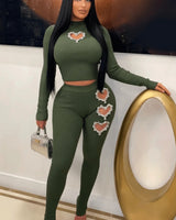 All My Love Leggings Set (Olive) front view showing complete two piece pant set
