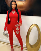 All My Love Leggings Set (Red) - Palazzo Couture Online