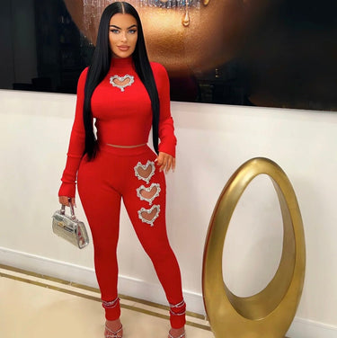 All My Love Leggings Set (Red) - Palazzo Couture Online