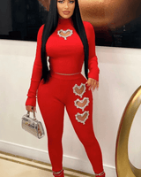 All My Love Leggings Set (Red) - Palazzo Couture Online