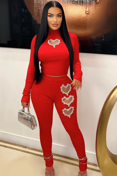 All My Love Leggings Set (Red) - Palazzo Couture Online