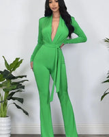 All Yours Green Jumpsuit with Stretch & Flared Leg for women - stylish jumpsuit by Palazzo Couture