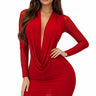 Allure Draped Mini Dress - Red front view showing mini dress silhouette