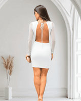 Allure Draped Mini Dress - White - Palazzo Couture Online