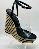 Amalia braided espadrille wedges (Black) - Palazzo Couture Online