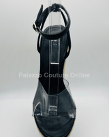 Amalia braided espadrille wedges (Black) - Palazzo Couture Online