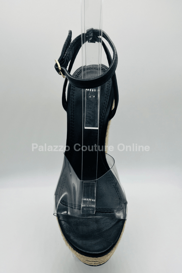 Amalia braided espadrille wedges (Black) - Palazzo Couture Online