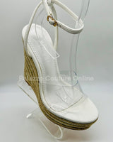 Amalia braided espadrille wedges (White) - Palazzo Couture Online