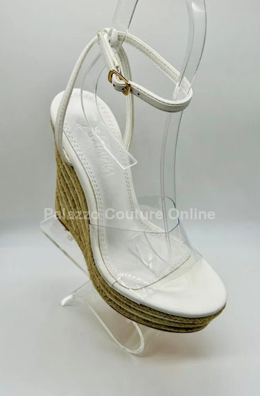 Amalia braided espadrille wedges (White) - comfortable summer shoes