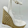 Amalia braided espadrille wedges (White) for women - stylish shoes by Palazzo Couture