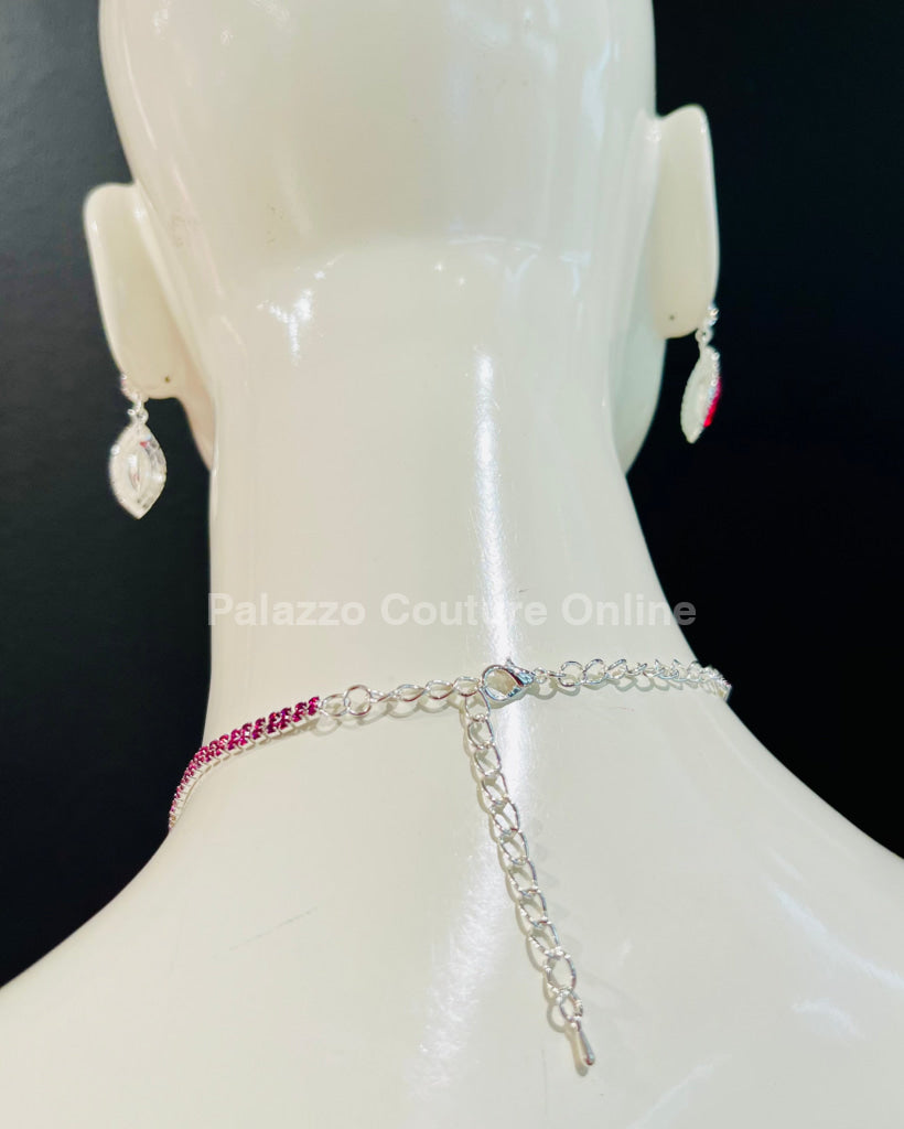 Amatista Drops Necklace Set (Silver) Necklaces