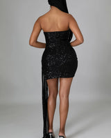 Crystal Glam Black and White Crystal Mini Dress - view 6