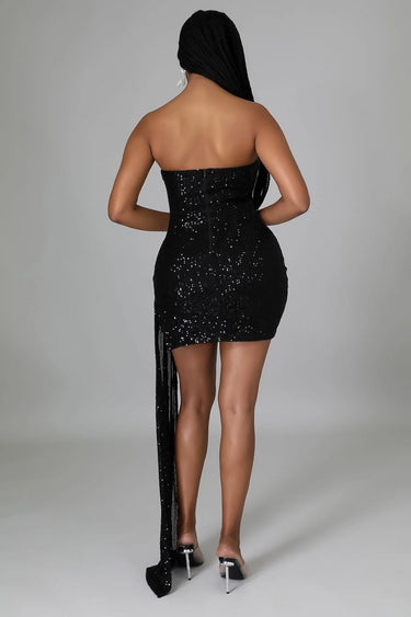 Crystal Glam Black and White Crystal Mini Dress - view 6