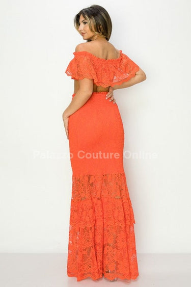 Angel From Above Skirt Set (Orange) - Palazzo Couture Online