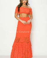 Angel From Above Skirt Set (Orange) - Palazzo Couture Online