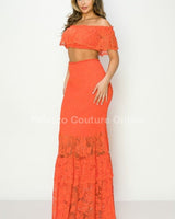 Angel From Above Skirt Set (Orange) - Palazzo Couture Online