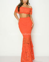 Angel From Above Skirt Set (Orange) - Palazzo Couture Online
