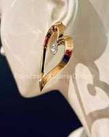 Angle in Heart Earrings (Gold) - women's statement jewelry