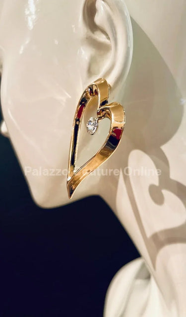 Angle in Heart Earrings (Gold) - women's statement jewelry