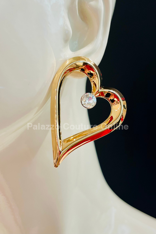 Angle In Heart Earrings (Gold) One Size / Gold