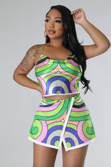 Arcoíris Crop Top and Skort Set - Palazzo Couture Online