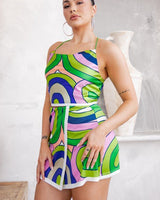 Arcoíris Crop Top and Skort Set - Palazzo Couture Online