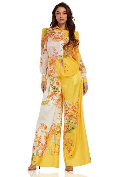 Artwork flowers yellow and white Print Set - Palazzo Couture Online