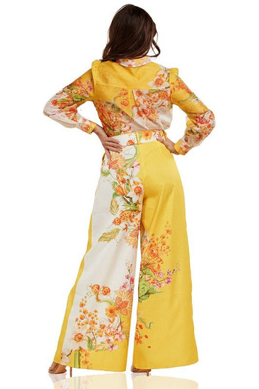 Artwork flowers yellow and white Print Set - Palazzo Couture Online