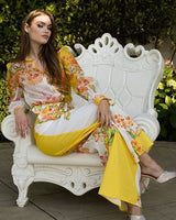 Artwork flowers yellow and white Print Set - Palazzo Couture Online